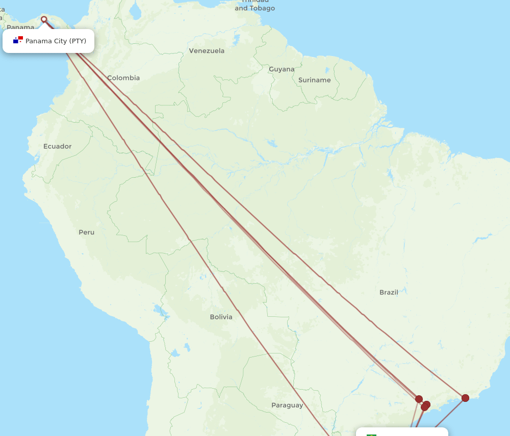 FLN-PTY flight routes