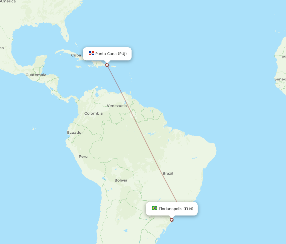 FLN-PUJ flight routes
