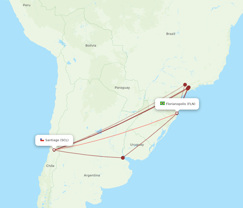FLN-SCL flight routes