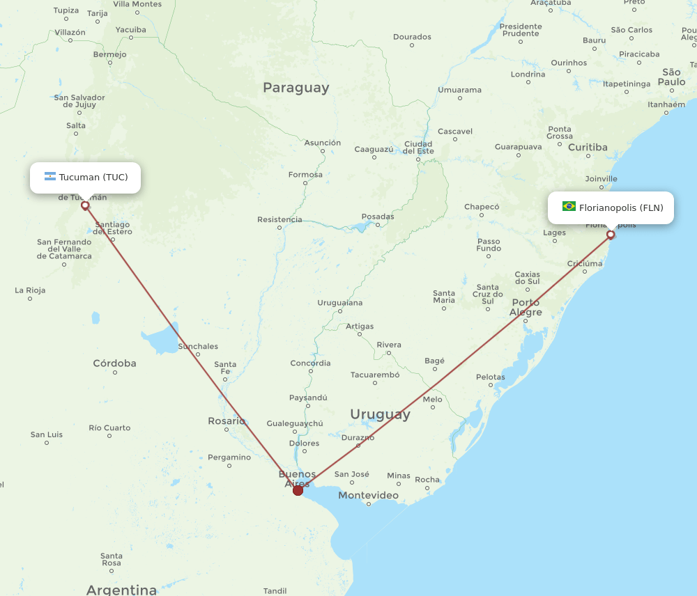 FLN-TUC flight routes