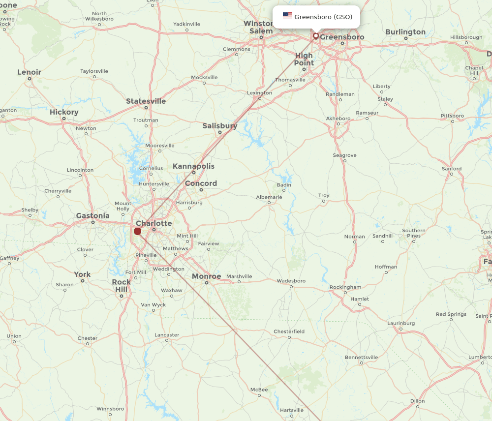 FLO to GSO flights and routes map