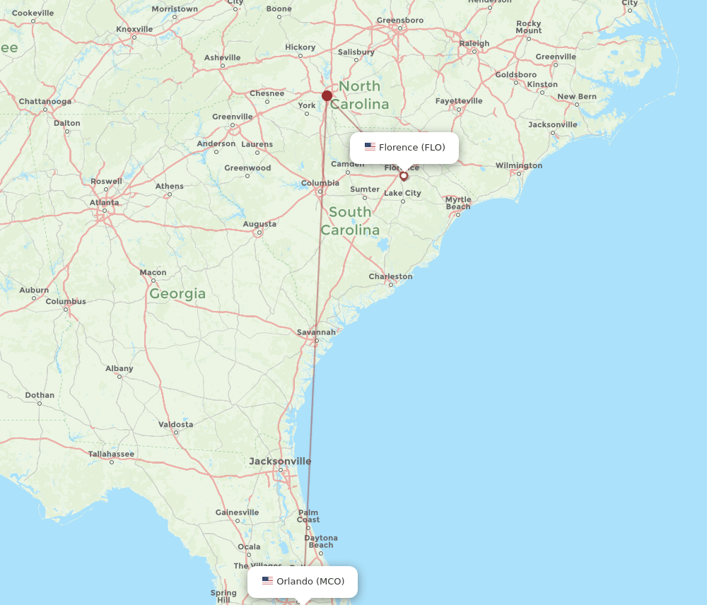 FLO-MCO flight routes