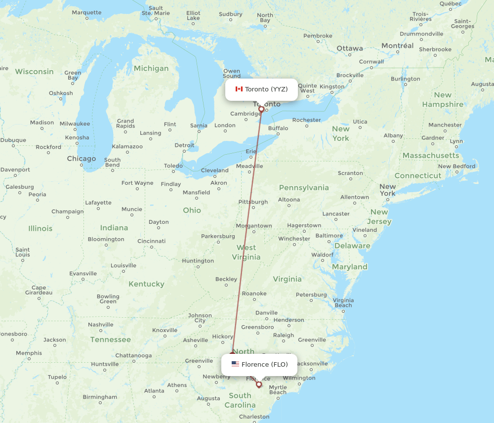 FLO-YYZ flight routes