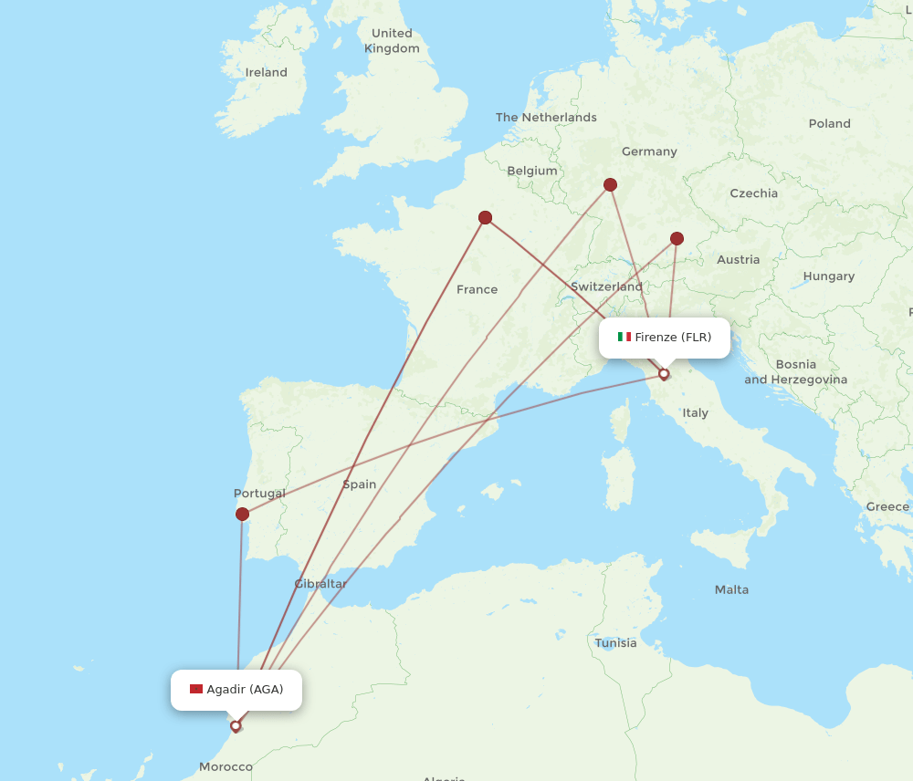 FLR-AGA flight routes