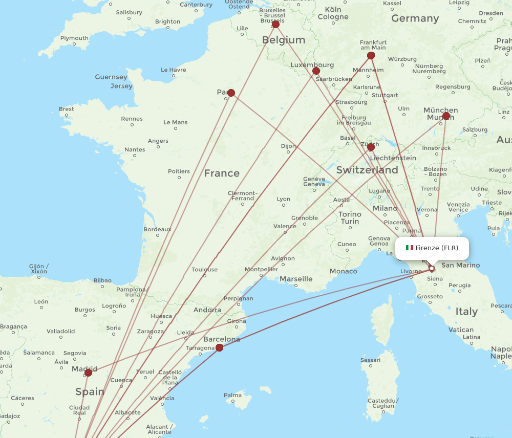 FLR to AGP flights and routes map