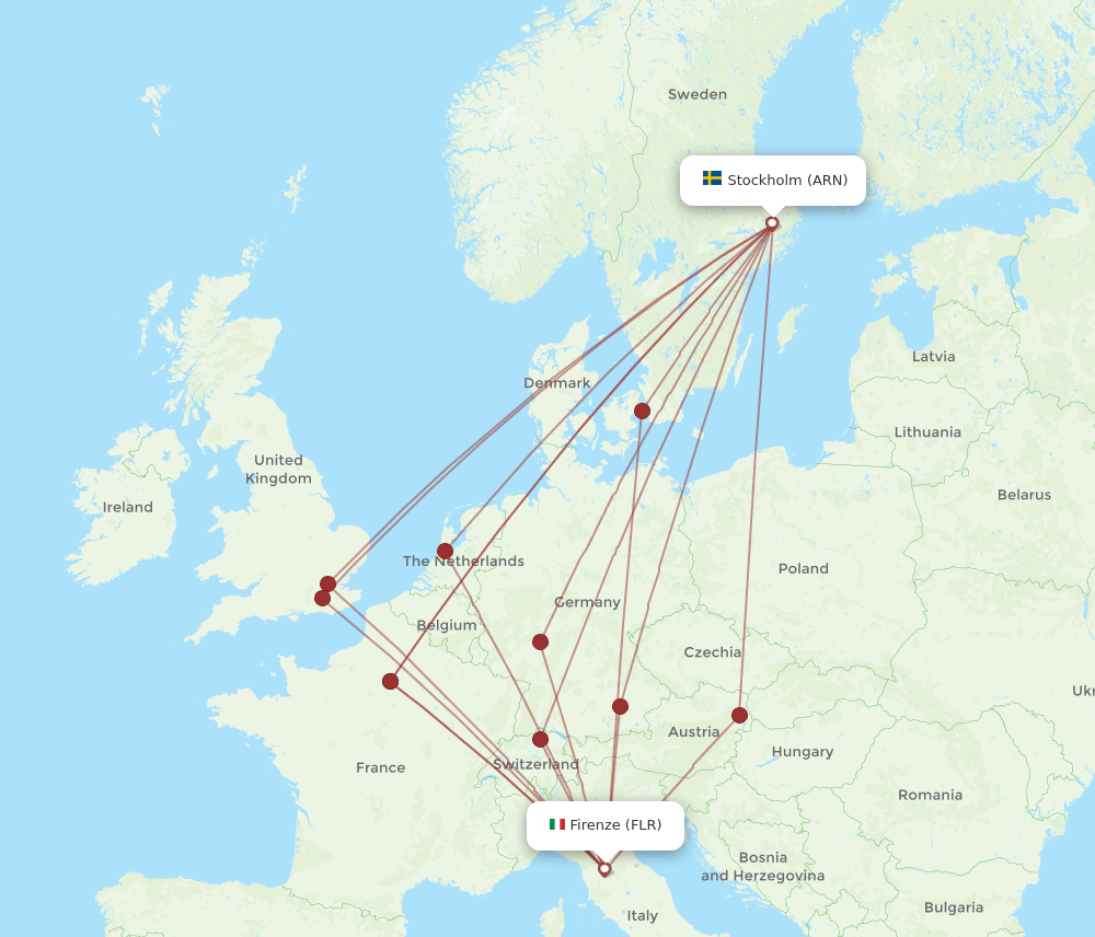 FLR-ARN flight routes