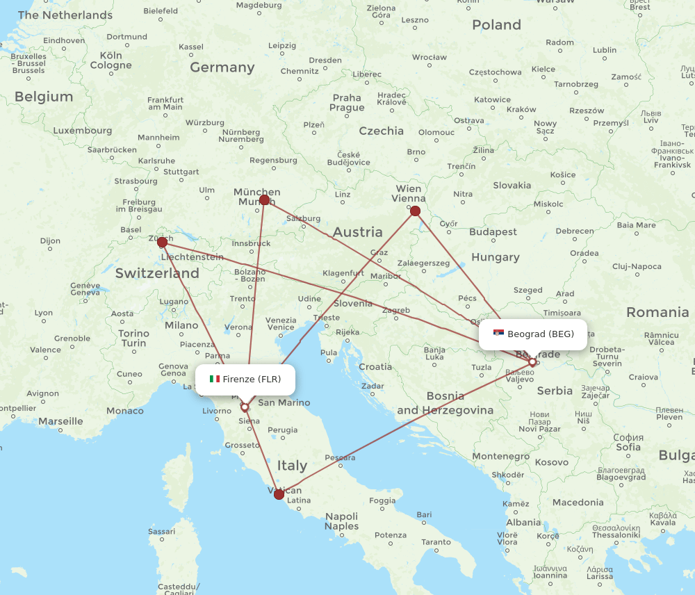 FLR-BEG flight routes