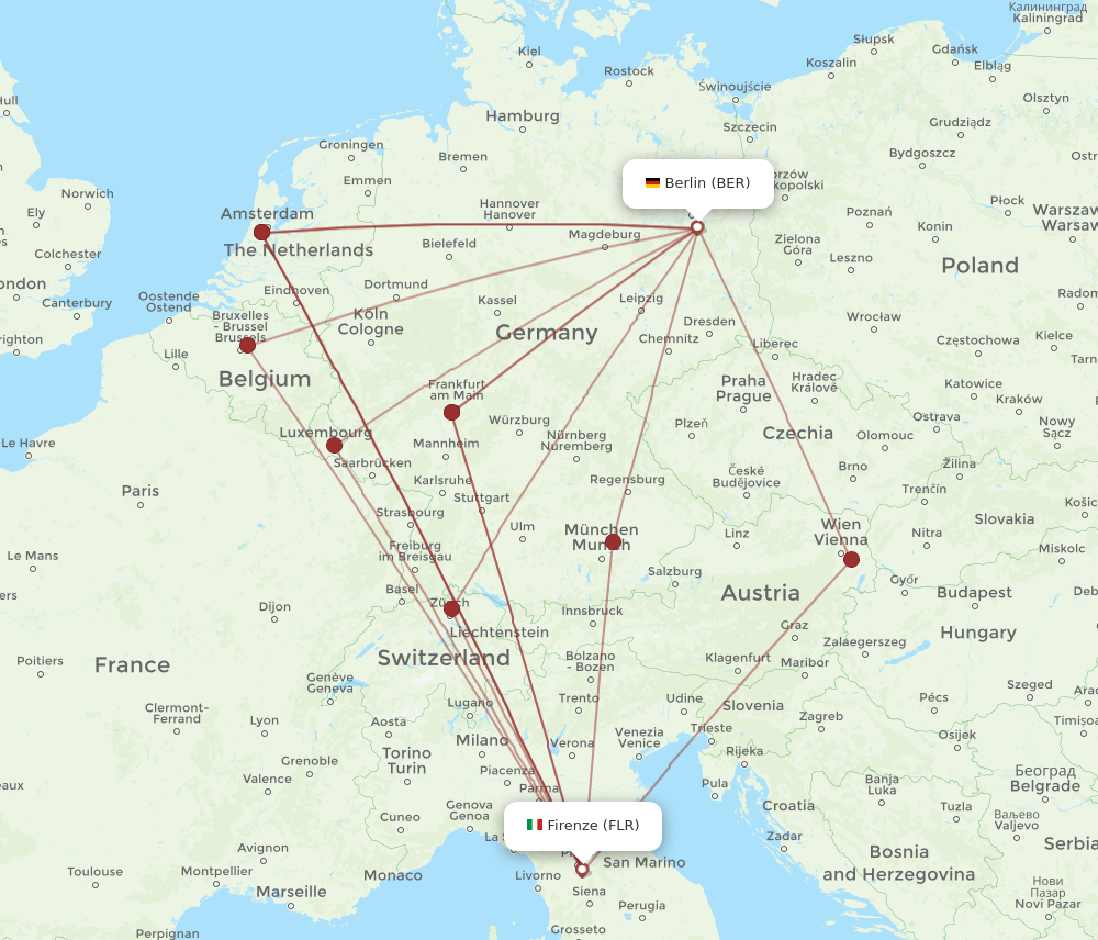 FLR-BER flight routes