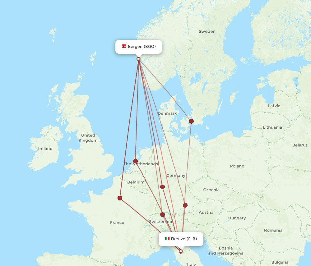 FLR-BGO flight routes