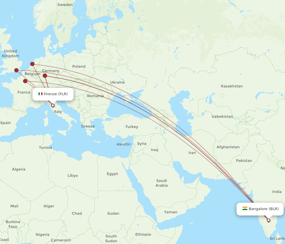 FLR-BLR flight routes