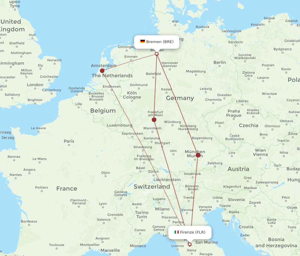 FLR-BRE flight routes