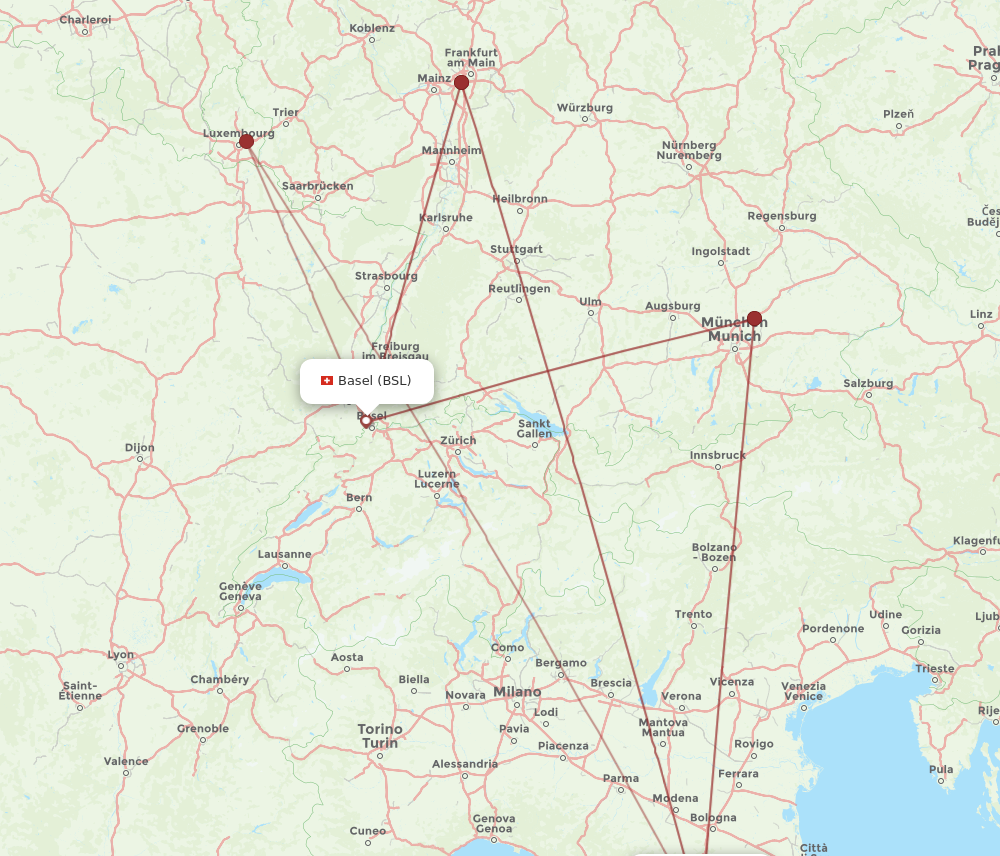 FLR to BSL flights and routes map