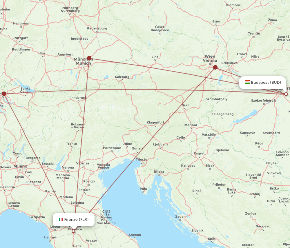 FLR-BUD flight routes
