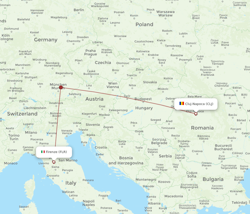 FLR to CLJ flights and routes map