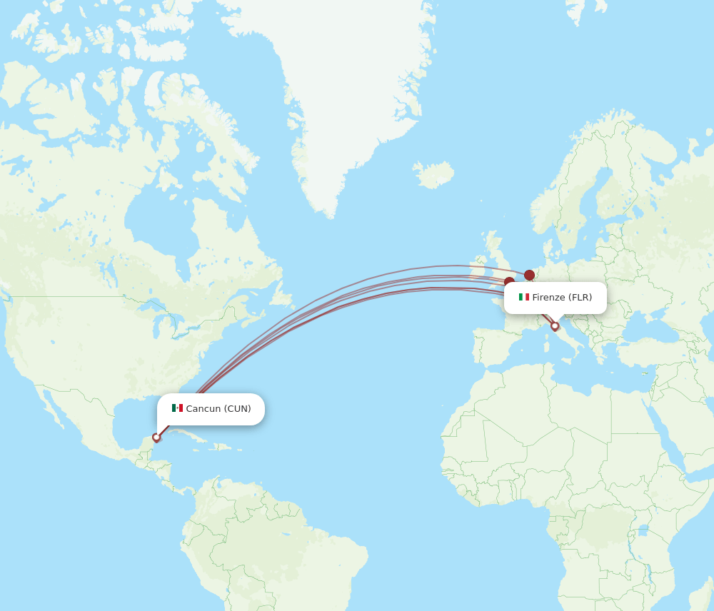FLR-CUN flight routes