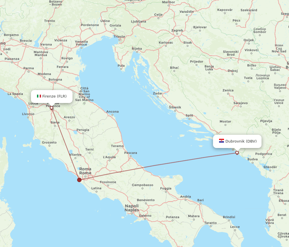 FLR to DBV flights and routes map