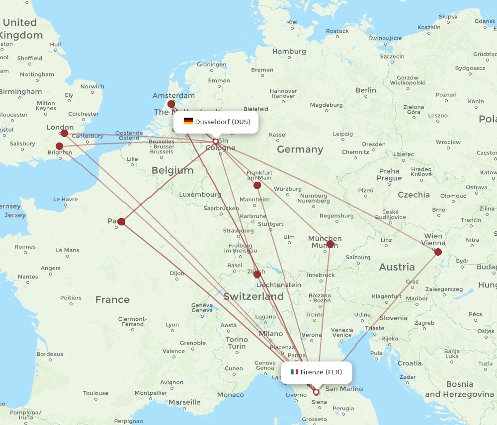 FLR-DUS flight routes