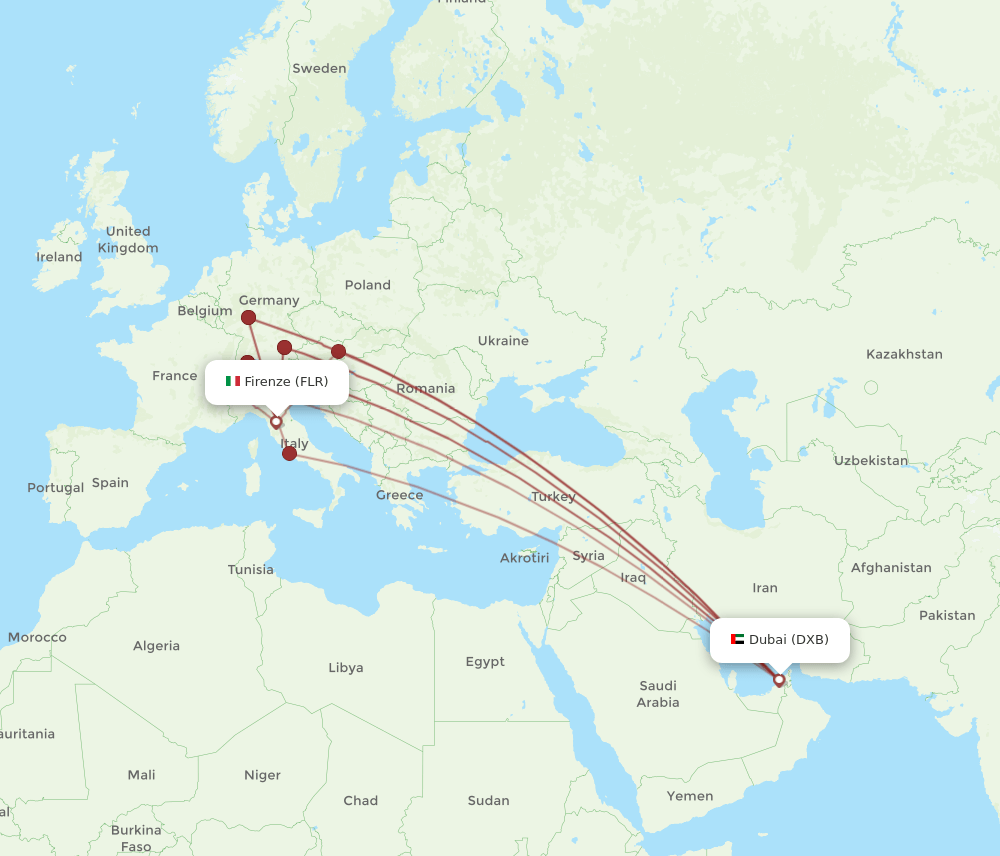 FLR-DXB flight routes