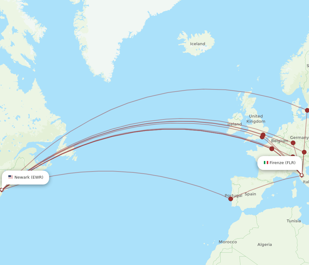 FLR-EWR flight routes