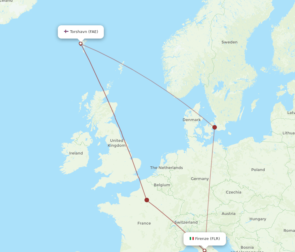 FLR-FAE flight routes