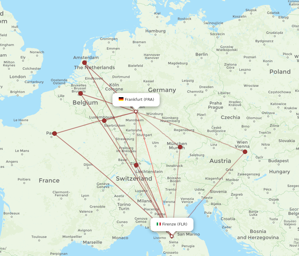 FLR to FRA flights and routes map