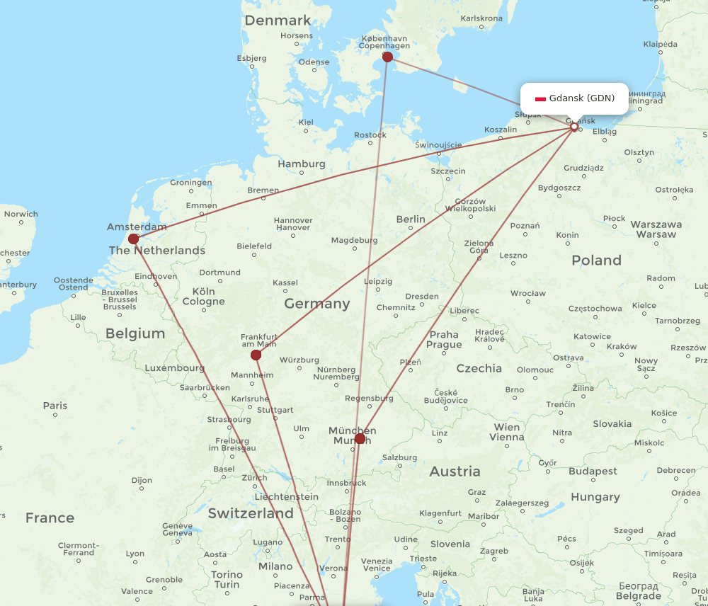 FLR to GDN flights and routes map