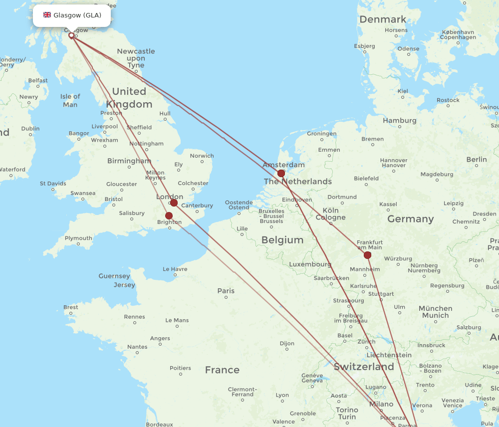 FLR to GLA flights and routes map