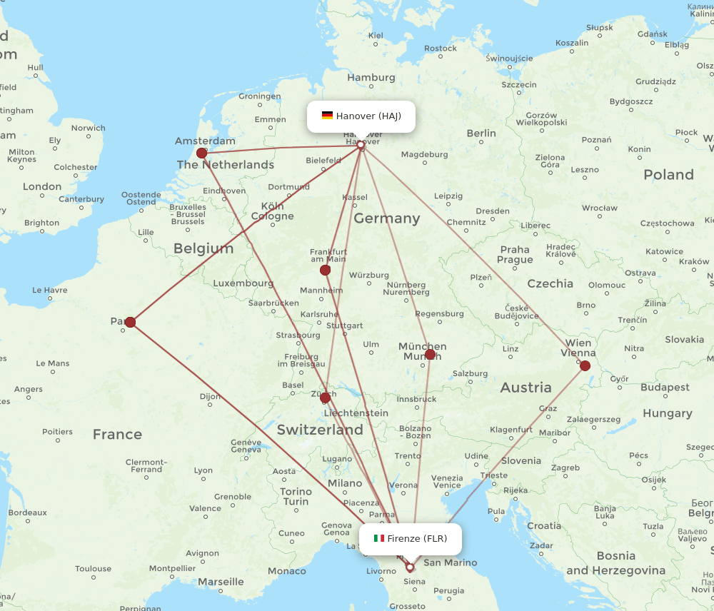 FLR-HAJ flight routes