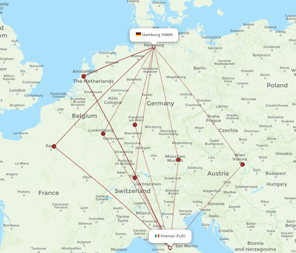 FLR-HAM flight routes