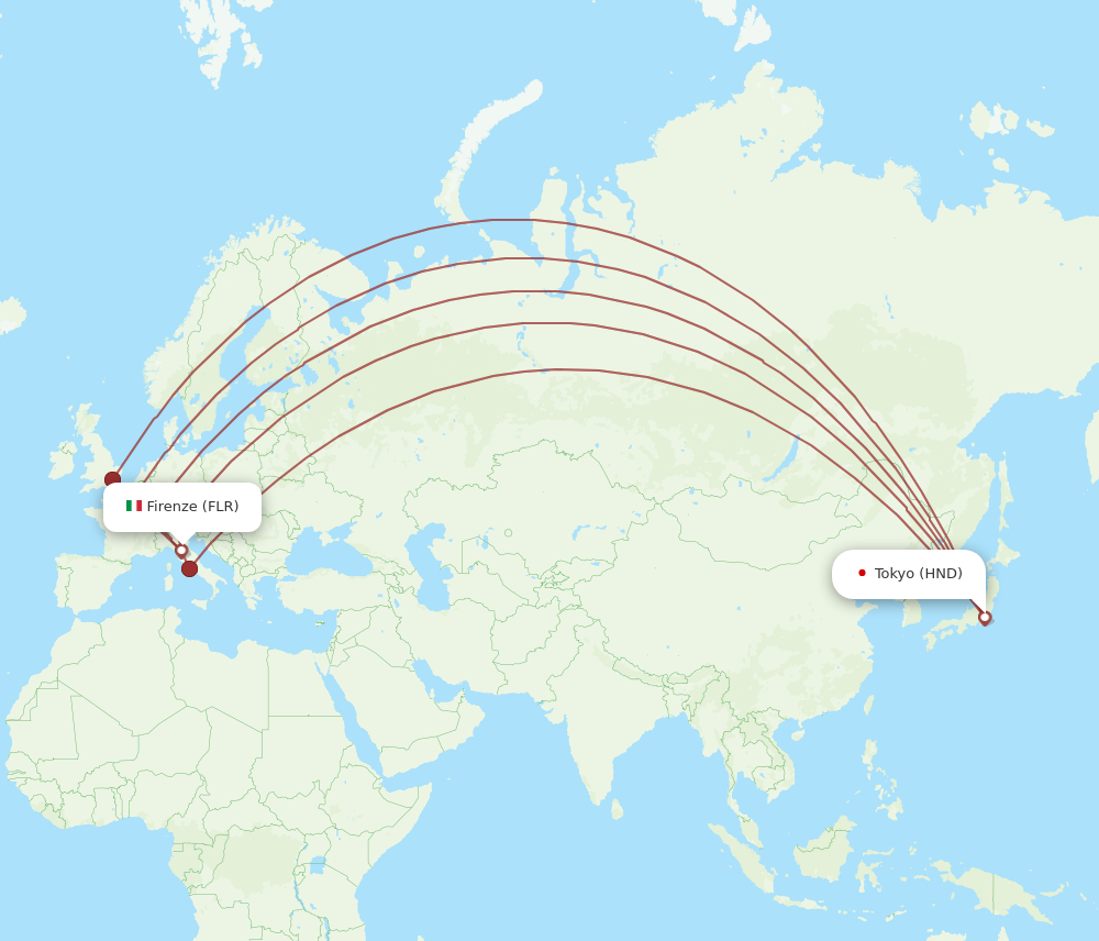 FLR to HND flights and routes map