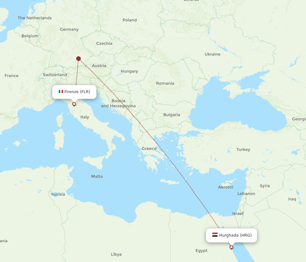 Hurghada - Florence route map and flight paths