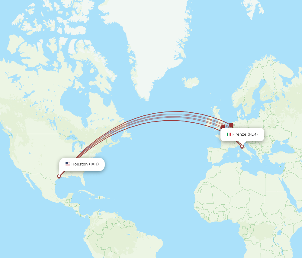 FLR-IAH flight routes