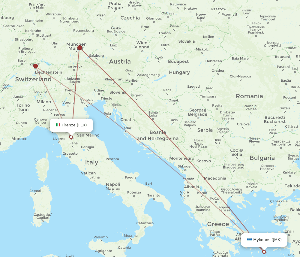 FLR-JMK flight routes