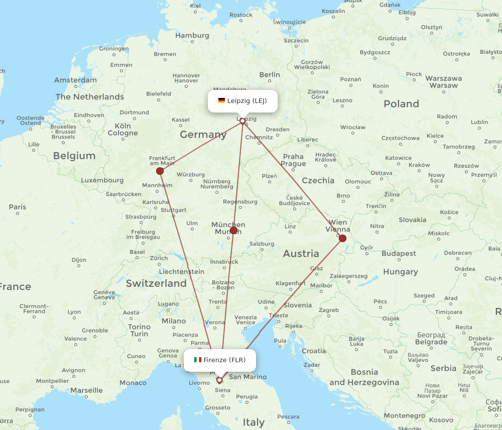 FLR-LEJ flight routes