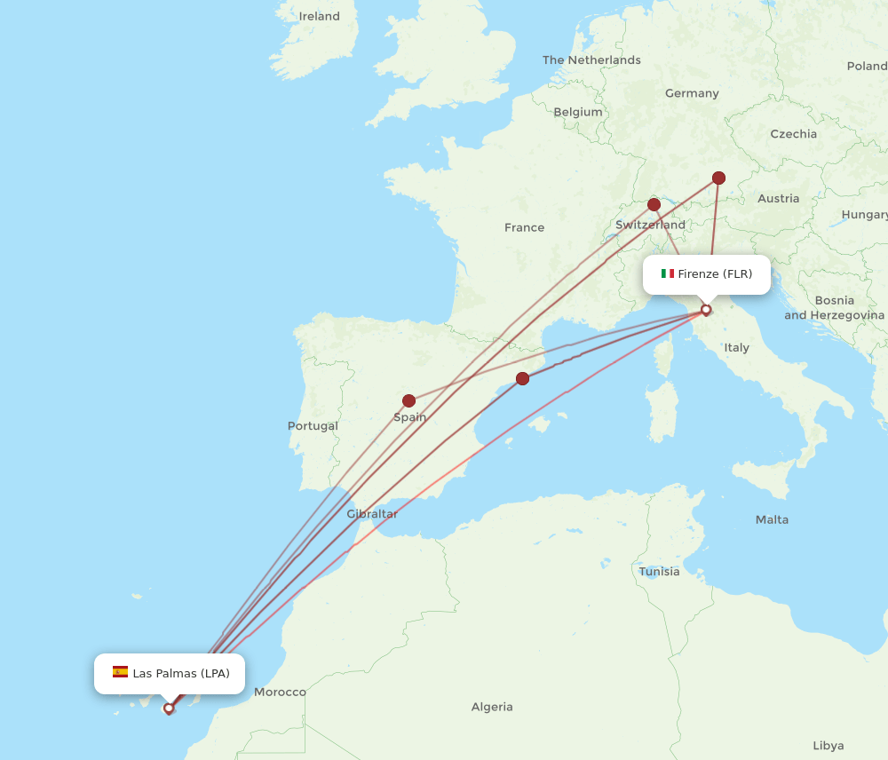 FLR to LPA flights and routes map