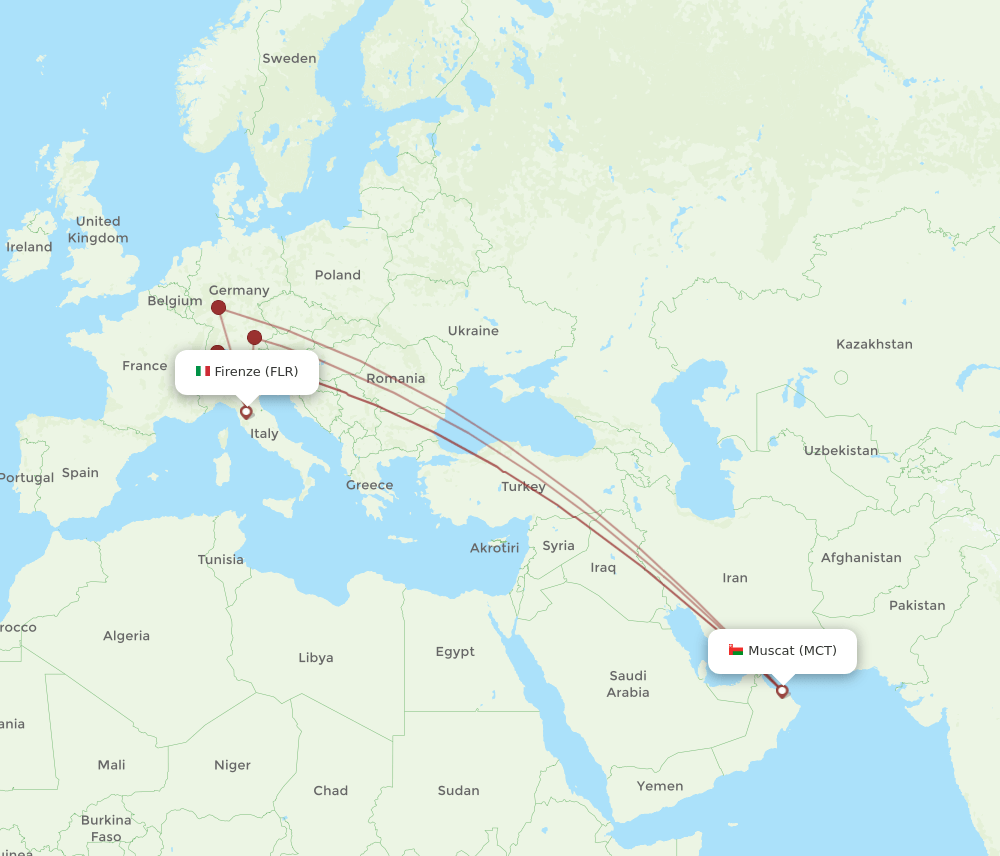 FLR-MCT flight routes