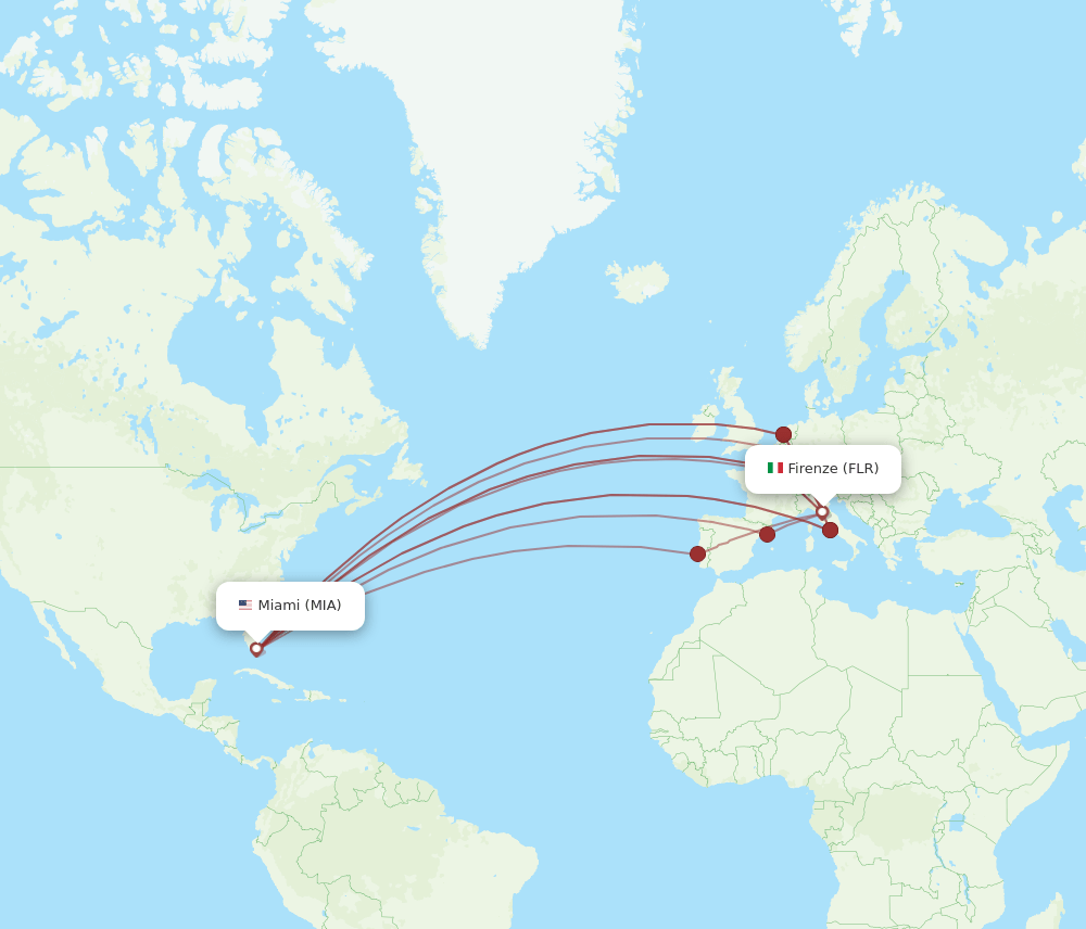 FLR-MIA flight routes