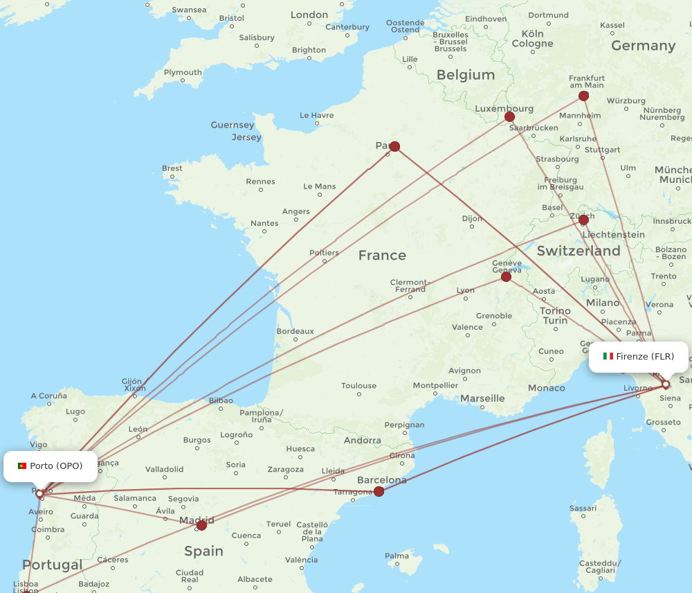 FLR-OPO flight routes
