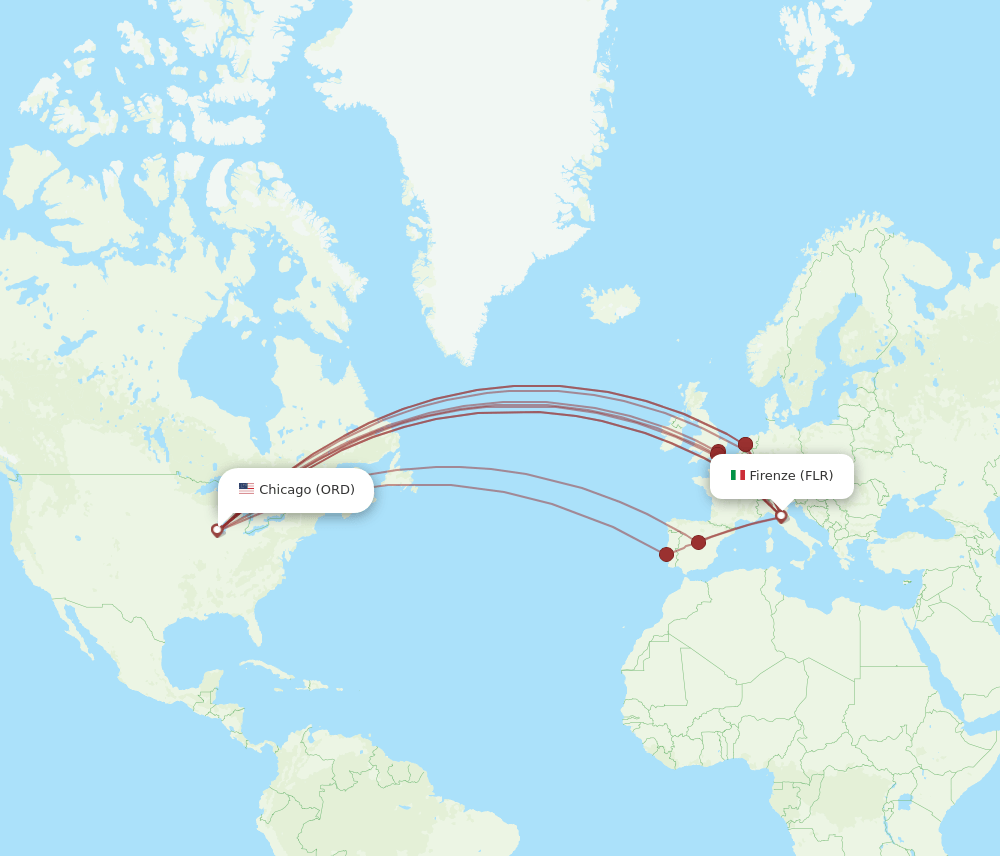 FLR-ORD flight routes