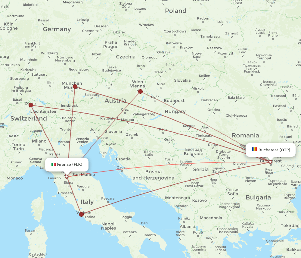FLR-OTP flight routes