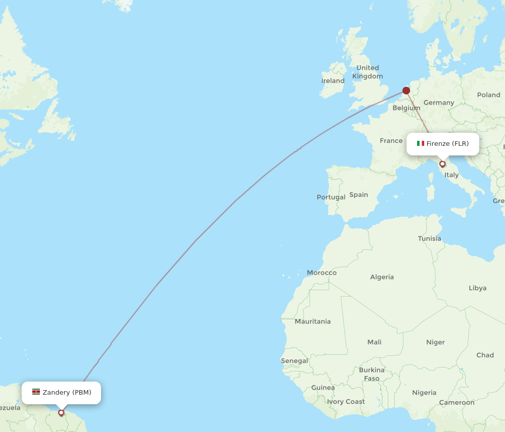 FLR to PBM flights and routes map