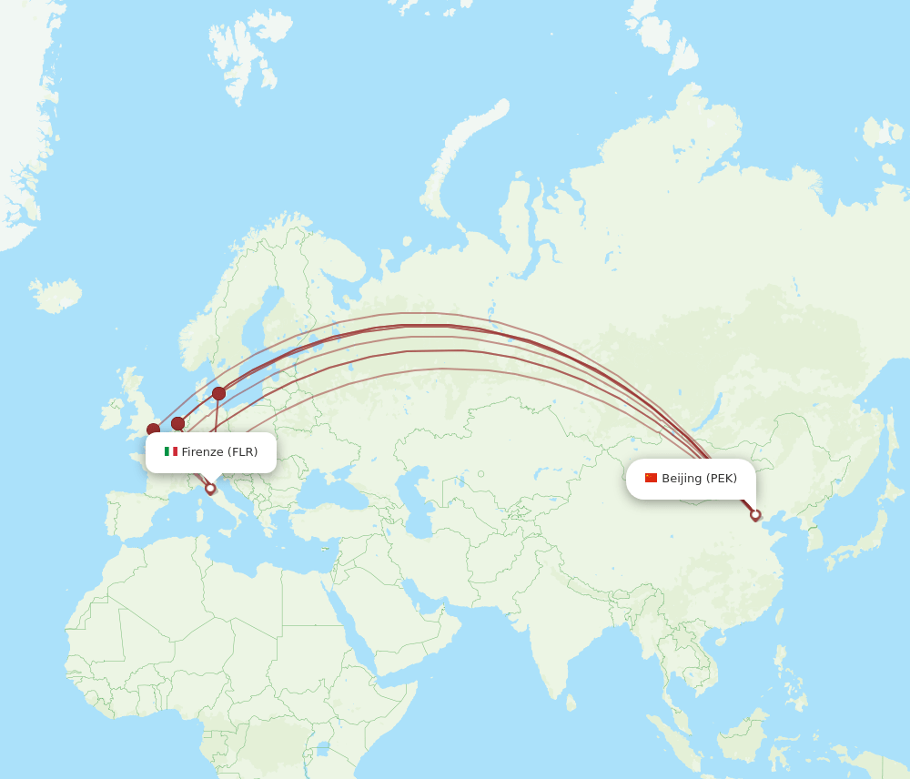 FLR-PEK flight routes