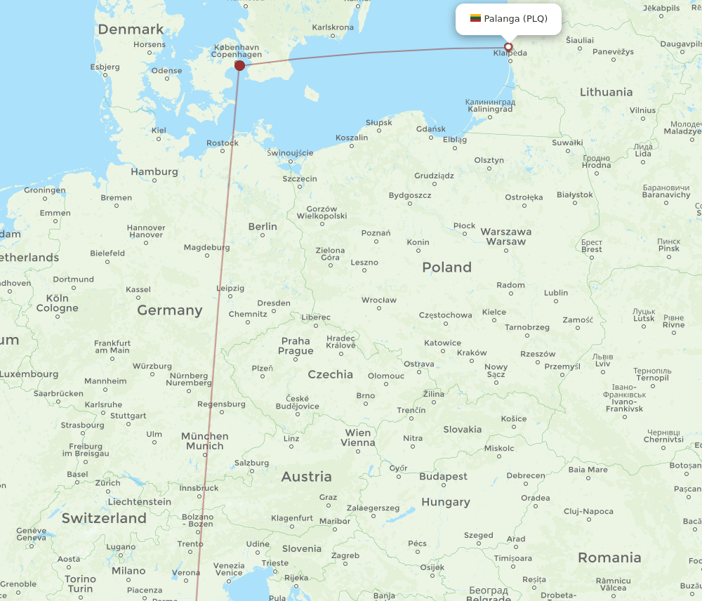 Palanga - Florence route map and flight paths