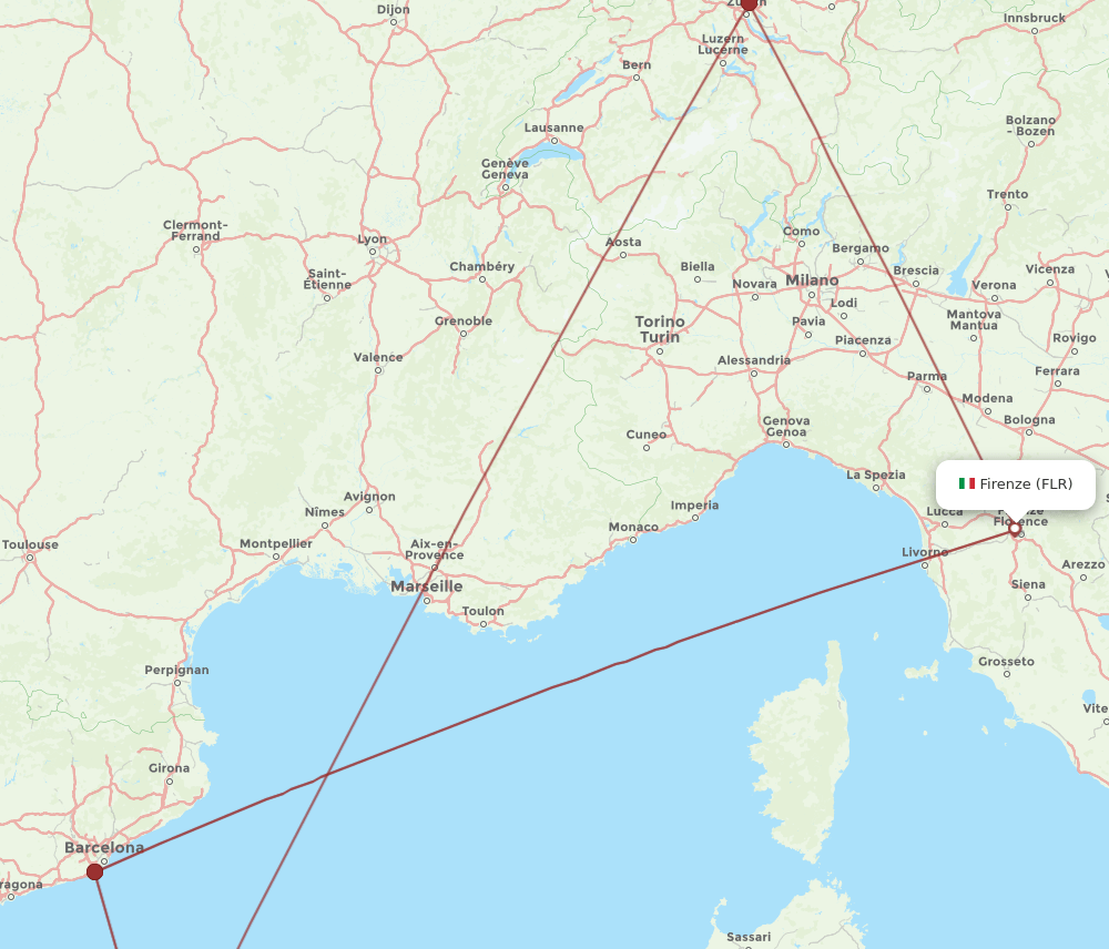 FLR to PMI flights and routes map