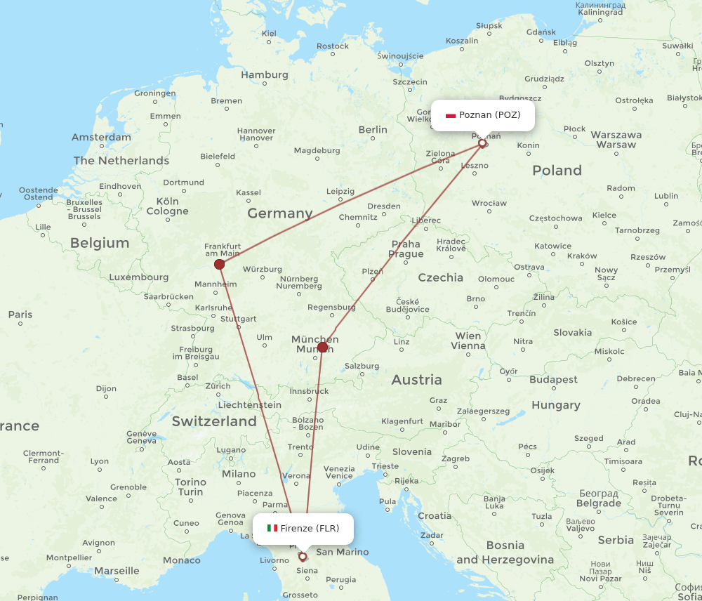FLR-POZ flight routes