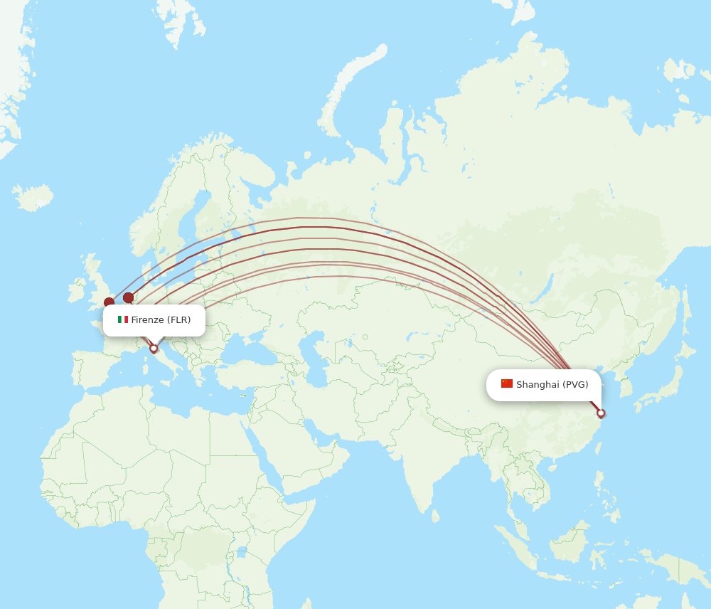 FLR-PVG flight routes