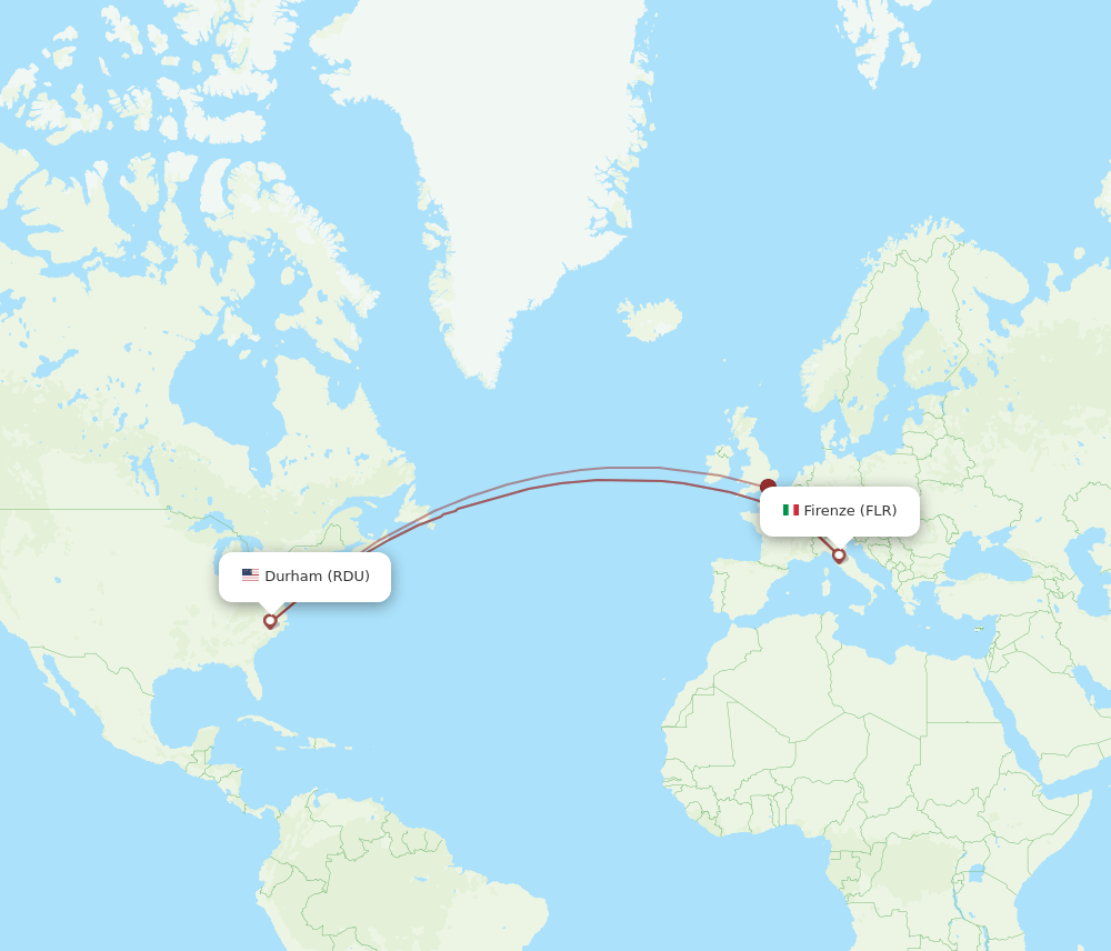 FLR-RDU flight routes