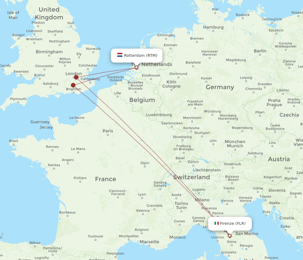 FLR to RTM flights and routes map