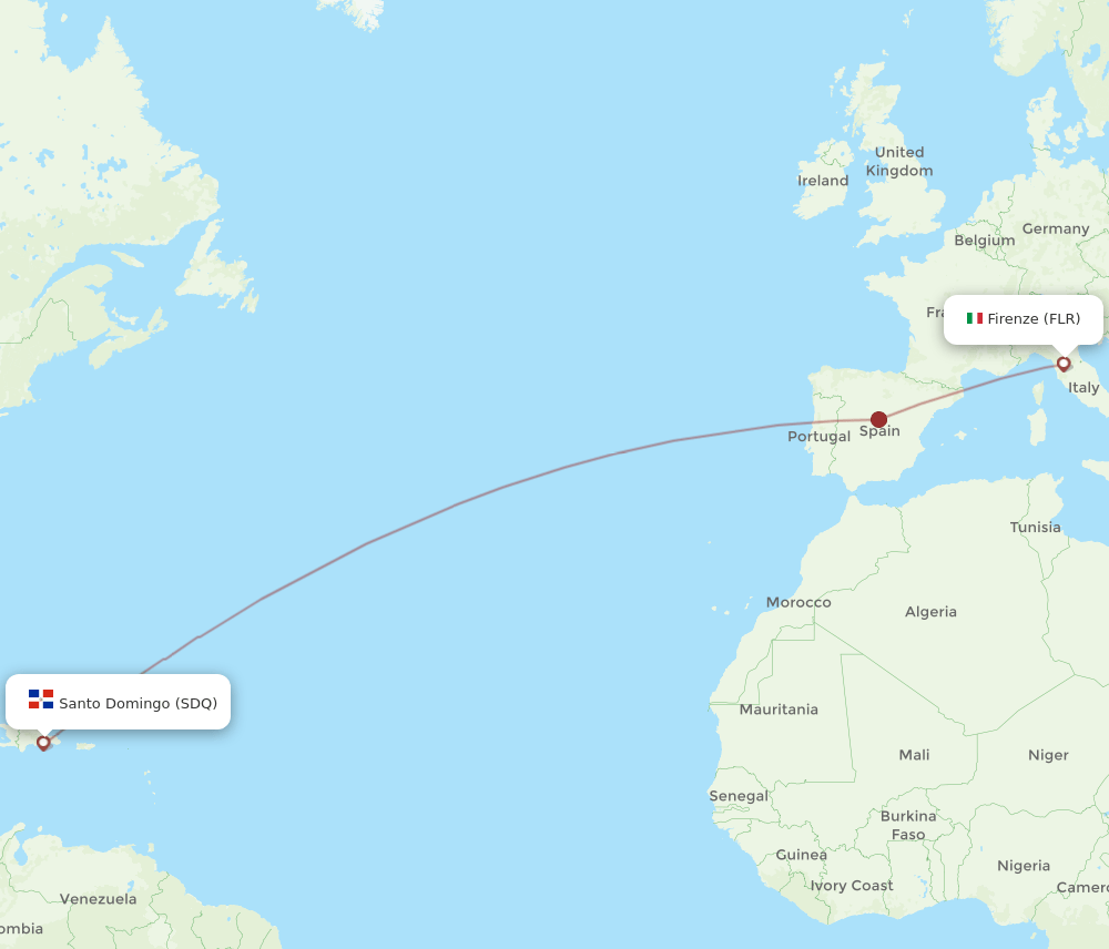 FLR to SDQ flights and routes map
