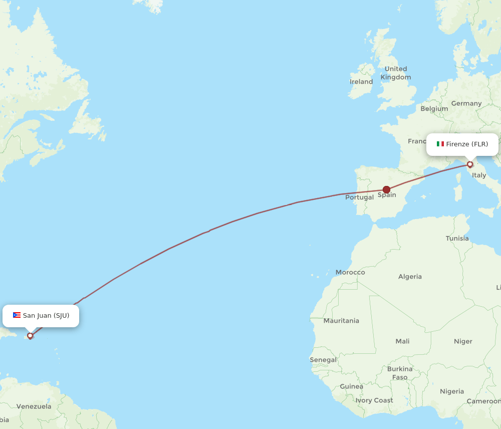 FLR-SJU flight routes